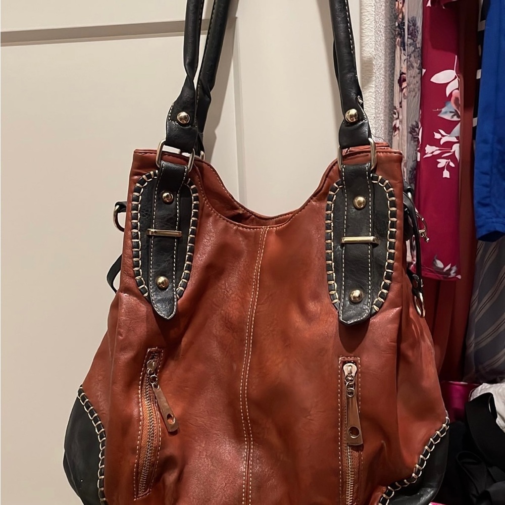 Brown and black non branded purse